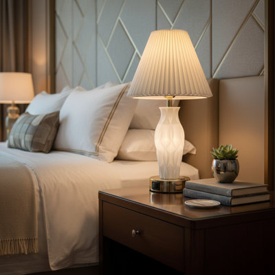 Lampe de table imprimée en 3D à deux lumières avec base illuminée et abat-jour en tissu, lampe de nuit à DEL rechargeable à double lumière, lampe de chevet sans fil portable pour le décor de la chambre à coucher