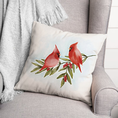 Coussin Two Cardinals On Leaves