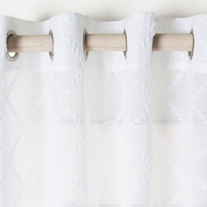 Kogan Semi Sheer Curtain Single Panel, White, 52" W x 96" L