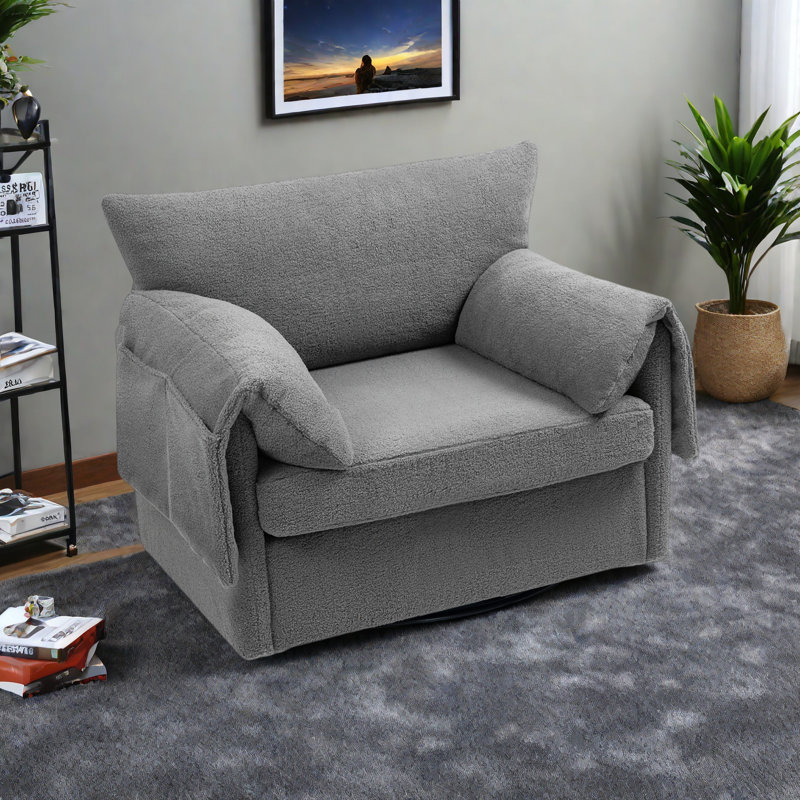 Fauteuil pivotant surdimensionné - Fauteuil d'appoint pivotant moderne, Blanc