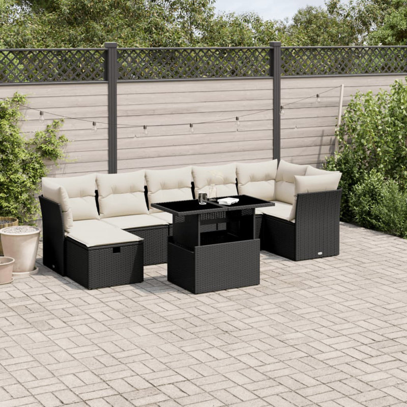 Ensemble de canapé de jardin Vidaxl, blanc crème, Noir