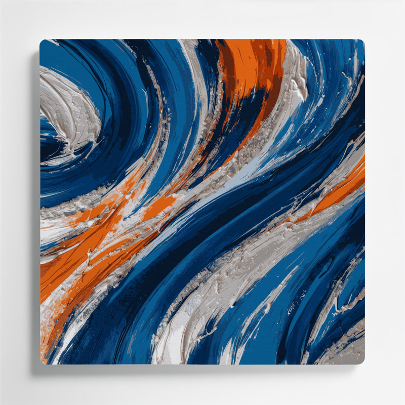 «Lyrical Abstraction 54», art mural en métal bleu, H 12 po x l 12 po
