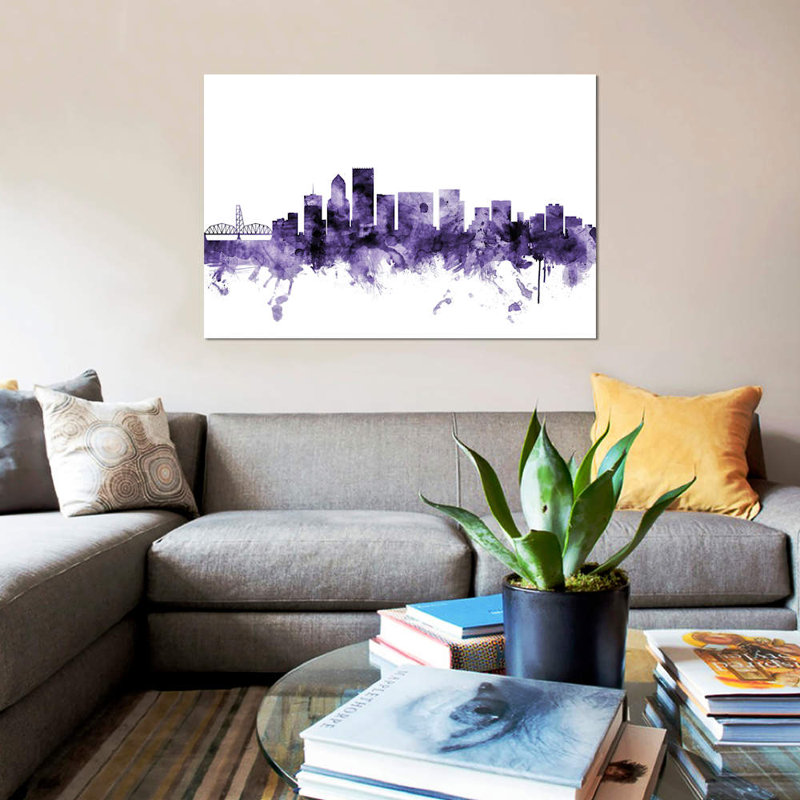 « portland, oregon horizon » par michael tompsett, impression sur toile tendue, H 18 po x l 26 po x P 1,5 po, Toile tendue