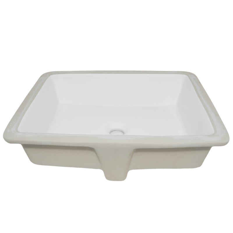 Lavabo de salle de bain rectangulaire blanc encastré, Bronze huilé