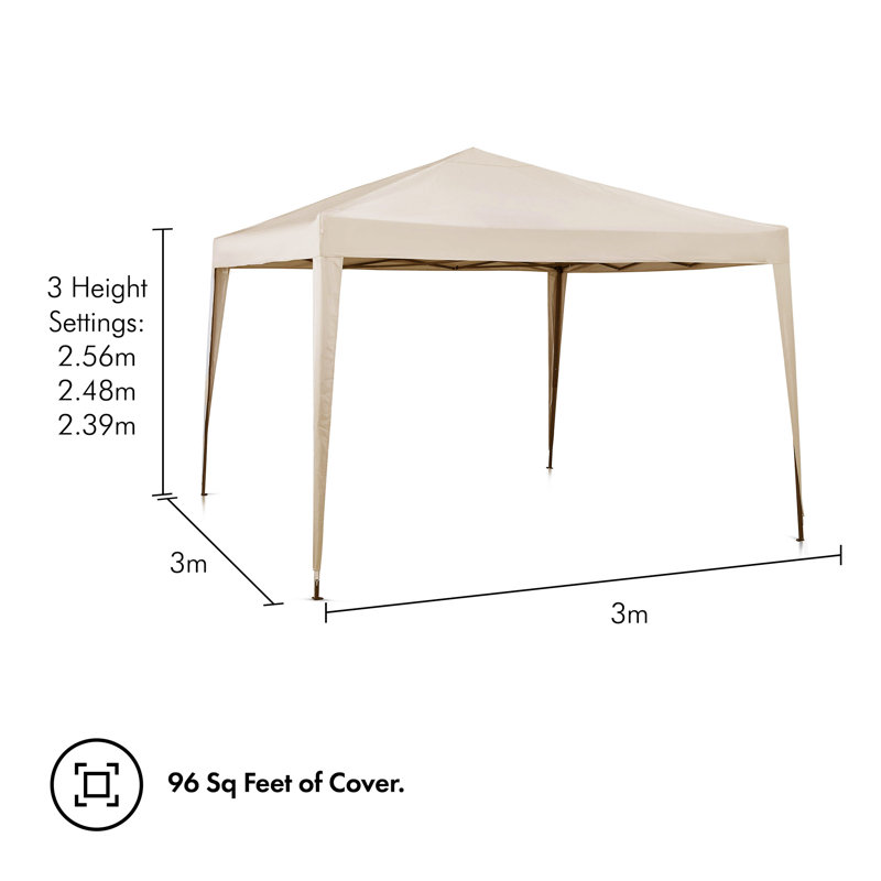 VonHaus Pop Up Gazebo 3 x 3m, Ivory