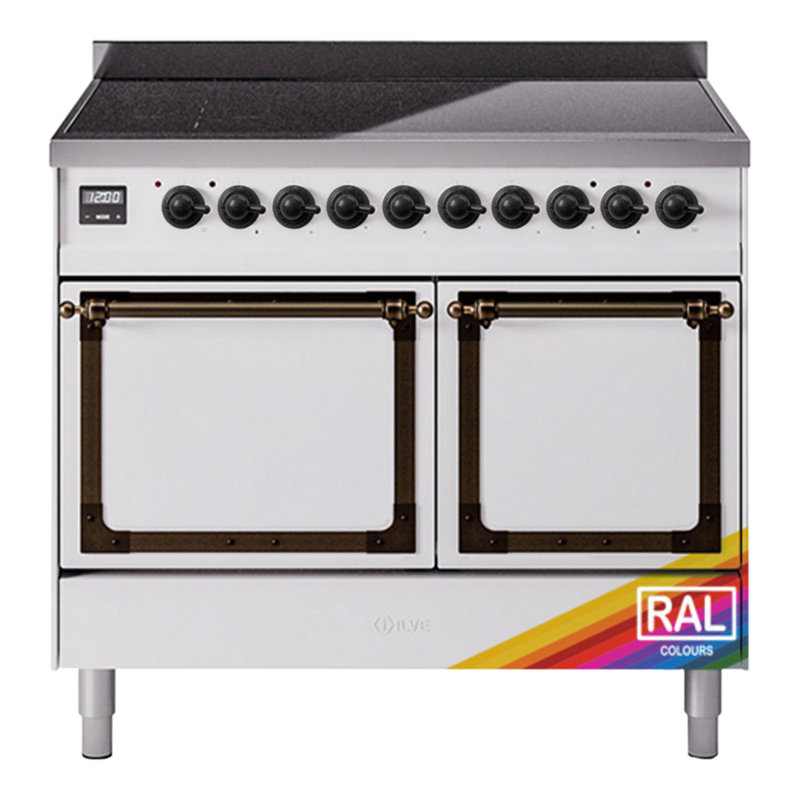 Cuisinière à induction ILVE Nostalgie II Series 40 po avec 6 éléments à induction (porte pleine), Brunie