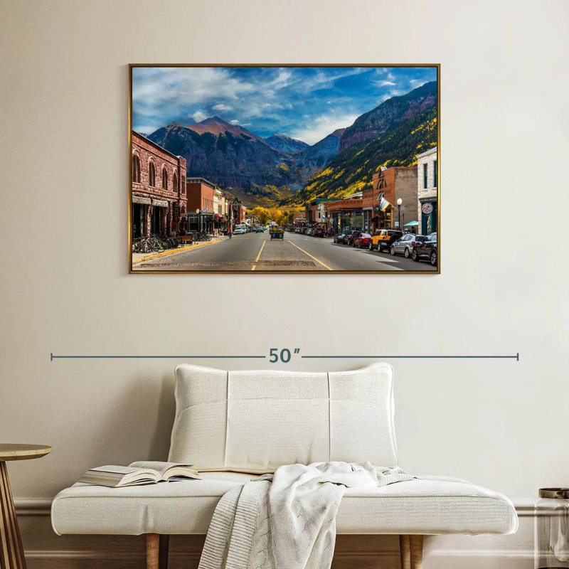 Petite ville de Telluride, Cadre flottant doré, 40 po x 27 po