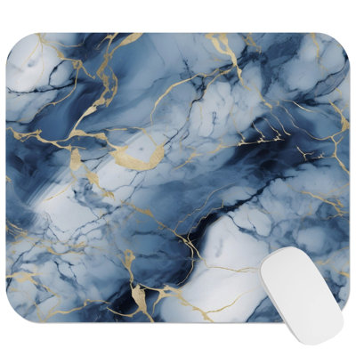 Abstract Navy Blue Geode Crystal Dream Crystals Geode Modern Marble Agate Fractal Gaming Cute Office Laptop Desk Pad Gift Mat Square Rectangle Non-Slip Mousepad