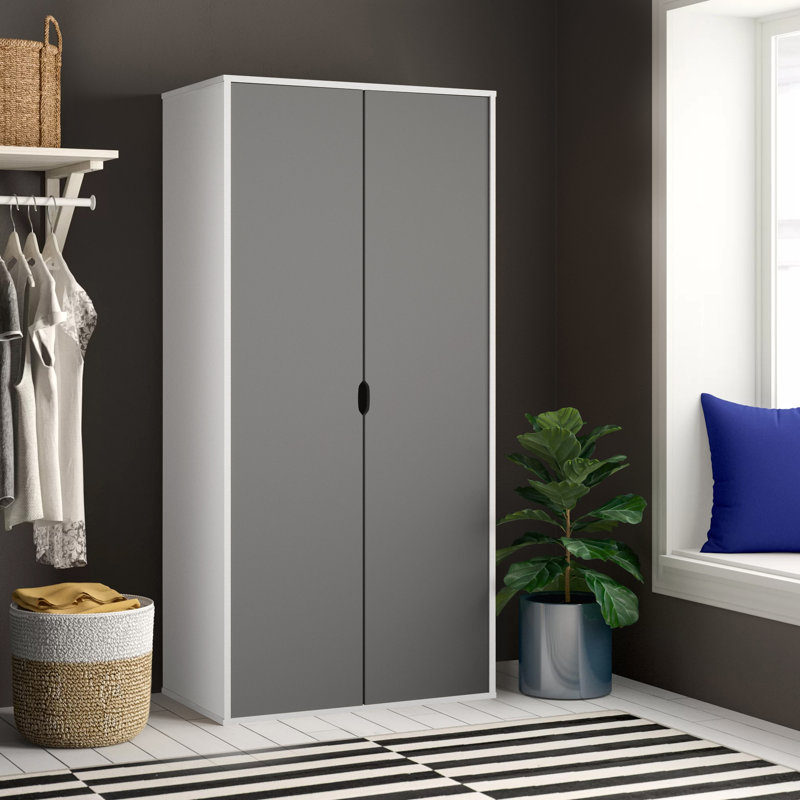 Bohl 2 Door Manufactured Wood Wardrobe, White/Grey