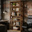 Bibliothèque classique en bois avec tablettes élégantes, conception autoportante robuste pour la maison et le bureau