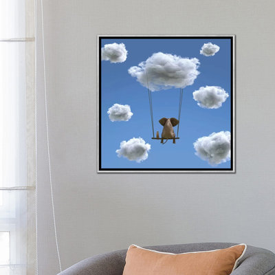 " Elephant And Dog Are Flying On A Cloud II " by Mike Kiev