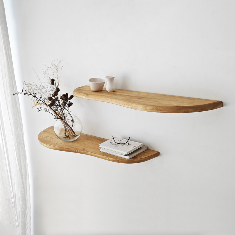 Colesen Rustic Wall Shelf (2 Pieces), Oak Color, 39.4 x 9.8 inches | 100% Pine Wood, Sturdy & Stylish Design | Perfect for Home Decor, Modern & Rustic Aesthetic, Ideal for Living Room, Bedroom, or Office