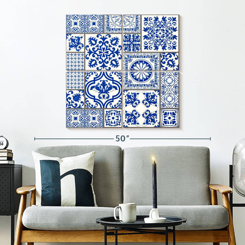 Carreaux de faïence bleue Kerner, H 32 po x l 32 po