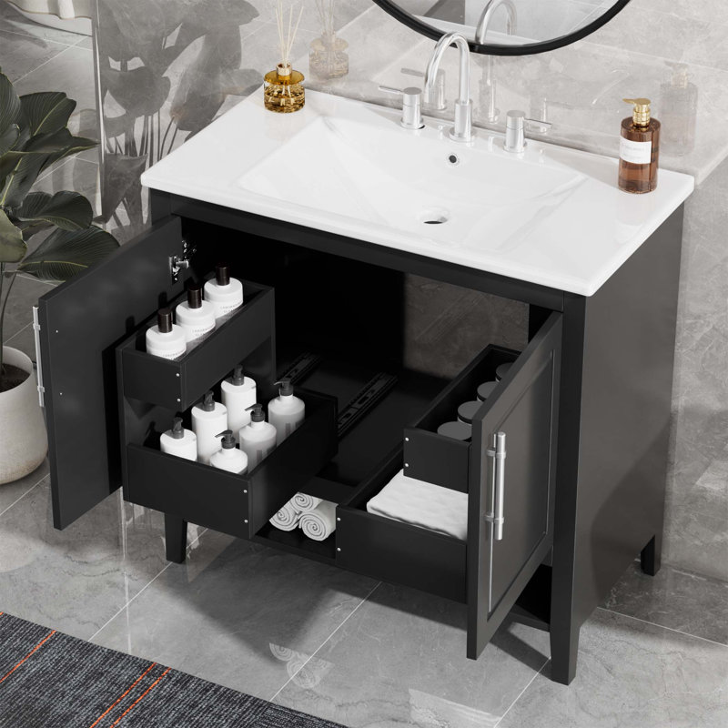 Armoire de salle de bain en panneau de fibres à densité moyenne Zeenat