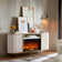 Iyes 70"W Media Console TV Stand for TVs up to 78" with Electric Fireplace Included