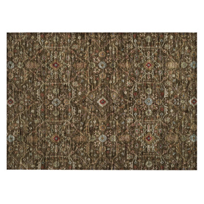 Machine Washable Indoor/Outdoor Chantille ACN1130 Chocolate Rug