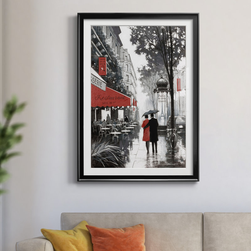 «Rainy Paris II» par E. Anthony Orme, reproduction d'art sur papier, H 26,5 po x l 36,5 po x P 1,5 po, Cadre noir