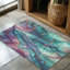 Tapis tressé bleu sarcelle et mauve scintillant-106464400