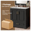 Meuble-lavabo sur pied 30 po avec lavabo, armoire moderne noire avec portes à fermeture douce et tiroir de rangement