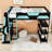 Full Size Loft Bed with Side-Mounted Desk, LED Lighting and Storage Shelves-816264572