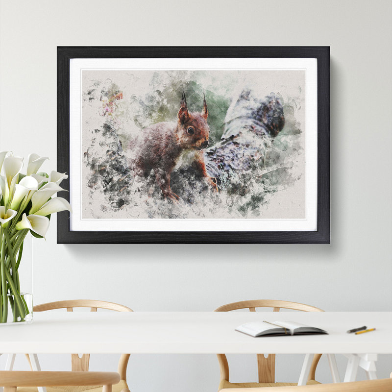 Red Squirrel Vol.1 - Picture Frame Painting, 48cm H x 65cm W x 2cm D, Black Framed