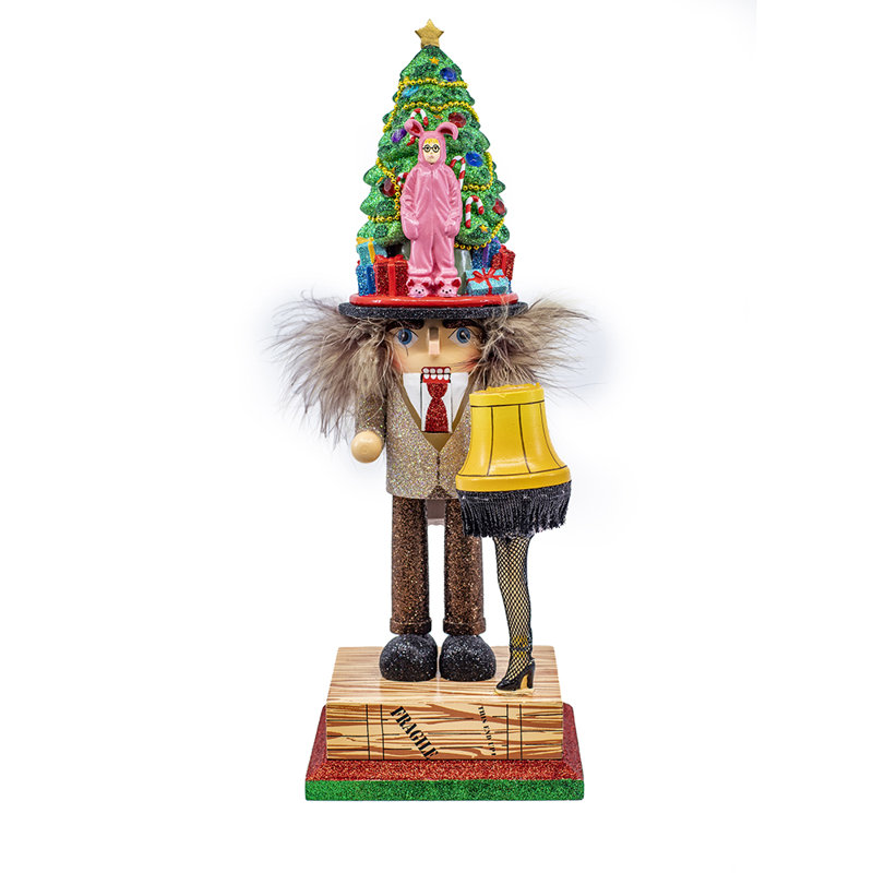15-Inch Glittered Christmas Nutcracker with Leg Lamp and Tree Hat
