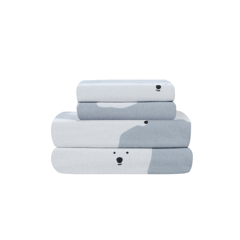 Ensemble de draps en flanelle Dahir, Gris, Simple