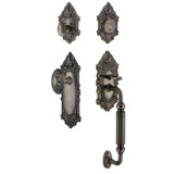 Grande Victorian Handleset with Single Cylinder Deadbolt and Door Knob and Rosette