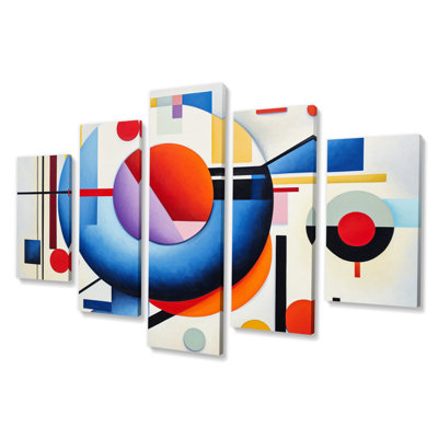 Colorful Suprematism Essence Of Pure I - Abstract Suprematism Canvas Print - 5 Panels