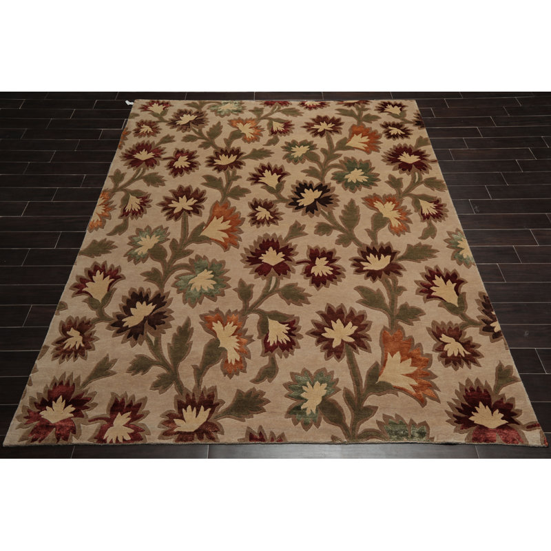 Tapis de zone noué la beige 7 pi 1 po x 9 pi one-of-kind Sudley