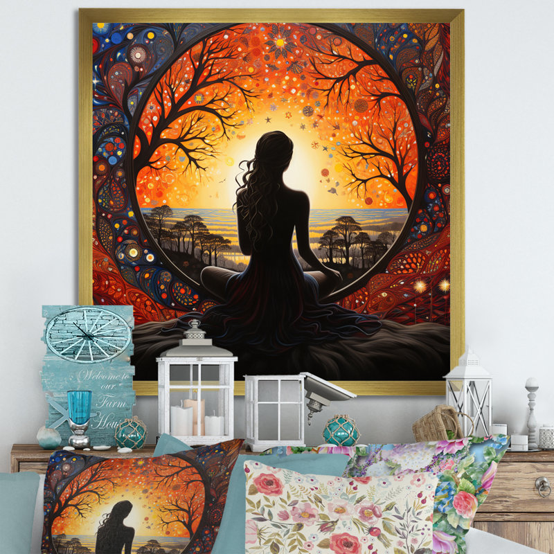 Orange, yoga noir en harmonie III, H 30 po x l 30 po x P 1 po, Or