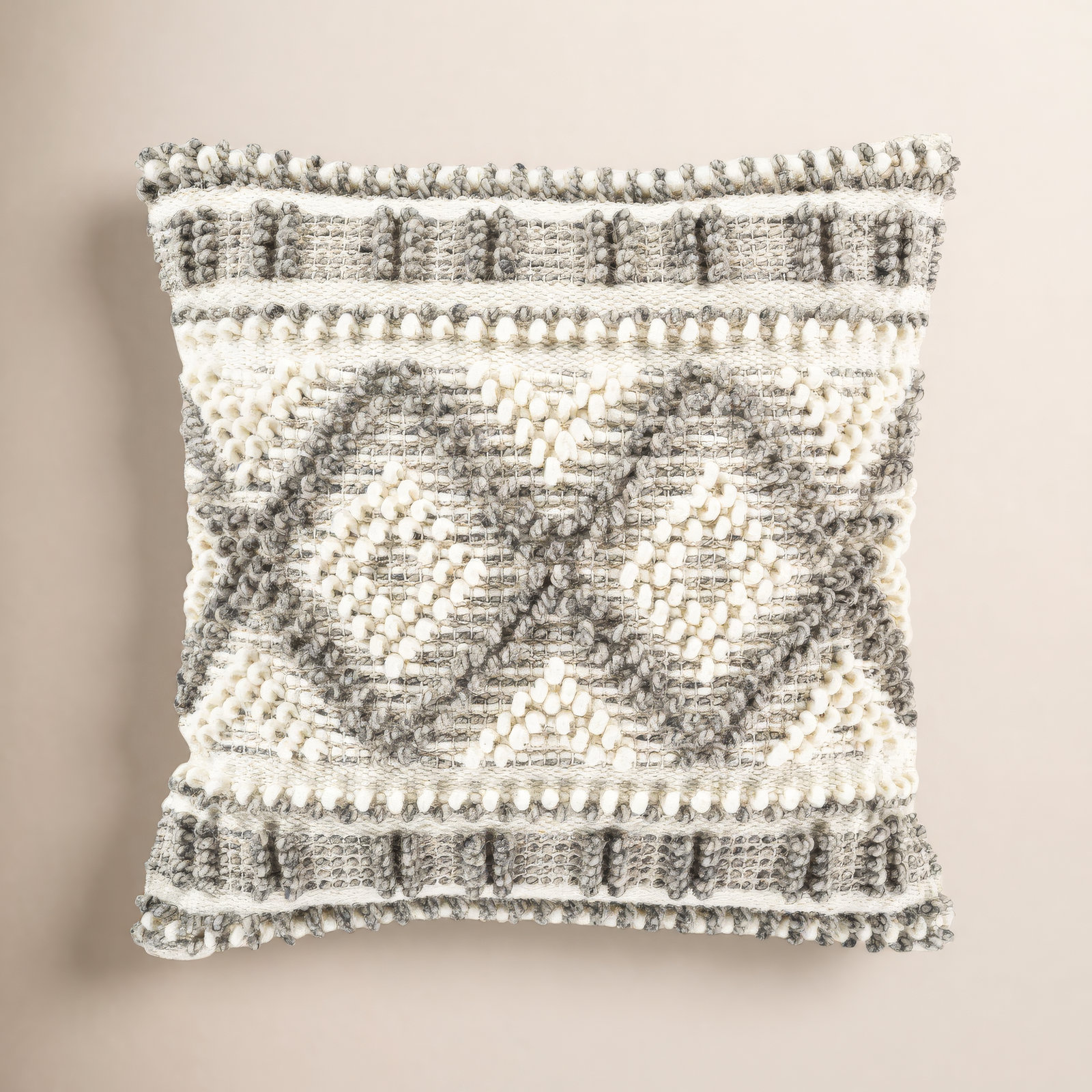 Reni Geometric Cotton Throw Pillow, 22" x 22", Down