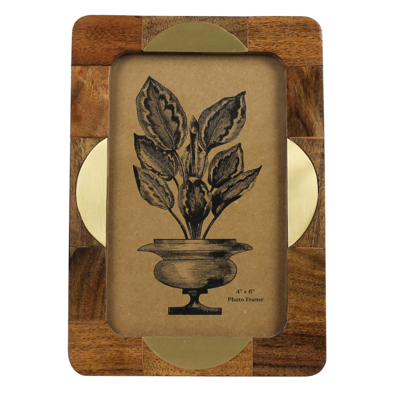 Teak Frame, Semi Circle Brass - 4X6
