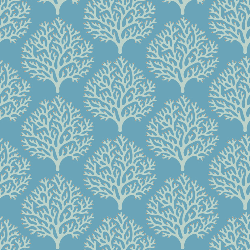 Beach Coral - Wallpaper, Green, Faux Grasscloth