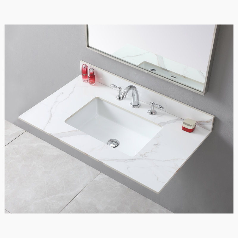 37.01'' Sintered Stone Single Bathroom Vanity Top with Sink