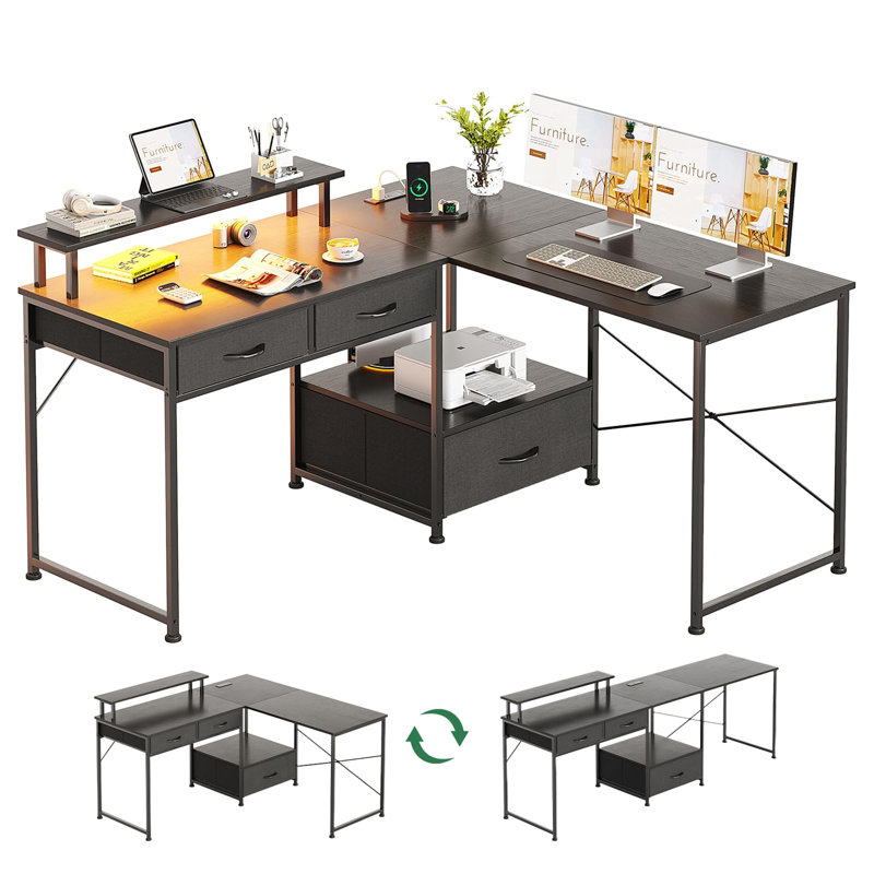 Metal Base Computer Desk, Black