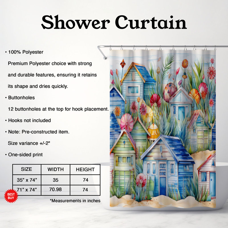 Rideau de douche abstrait Inas, H 74 po x l 71 po
