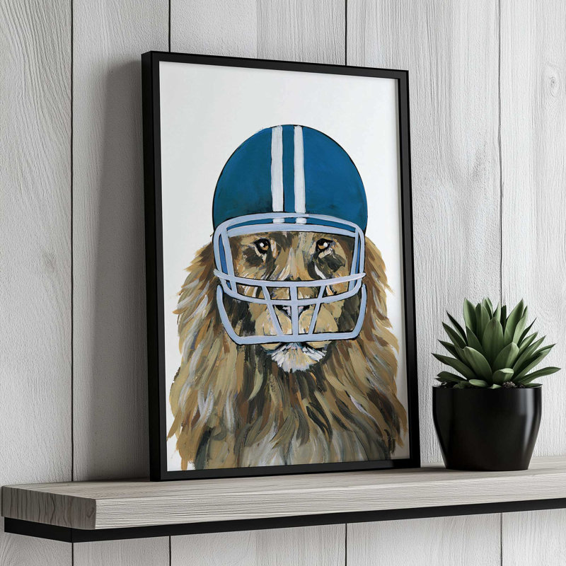 «Football Lion» par Yvette St. Amant, reproduction d'art sur toile, H 48 po x l 36 po, Argent