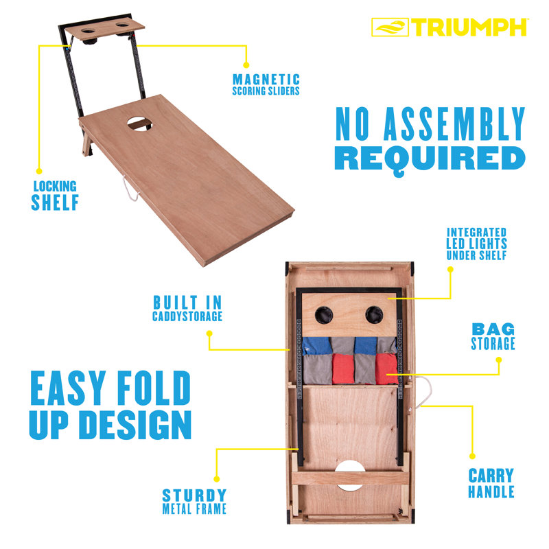 Regulation Size Cornhole Set with LED Lights and Caddy