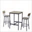 Ensemble de table de bar peu encombrante avec 2 tabourets en cuir de polyuréthane, patins réglables et bureau brun rustique pour les petits espaces