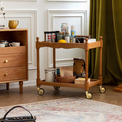 Table d'appoint 24,41 po de couleur naturelle avec petite poussette pour ranger la table basse