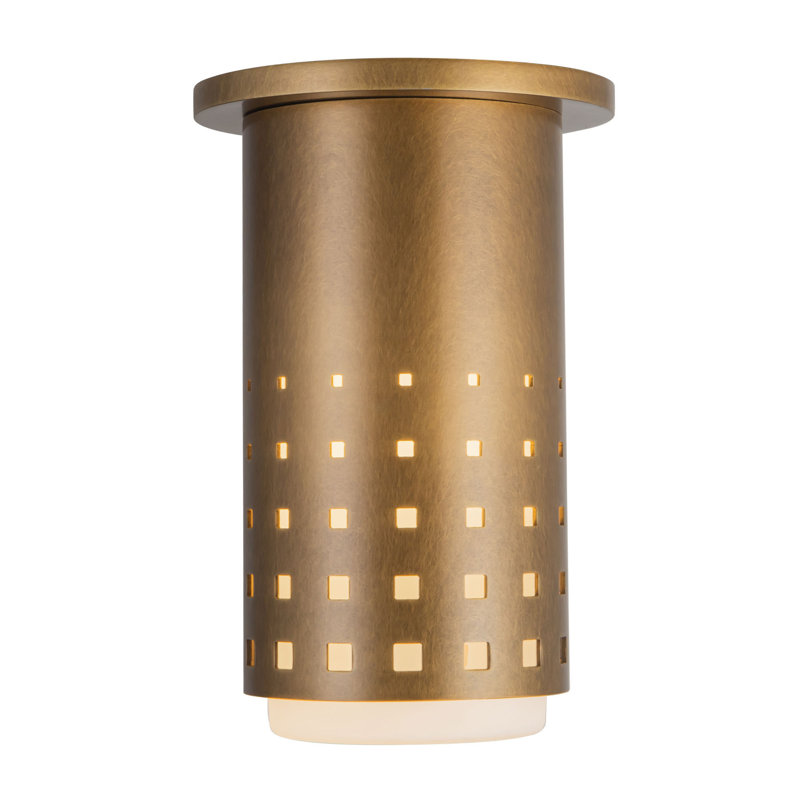 Astoria 5-in Black Semi-Flush Mount, Antique Brass