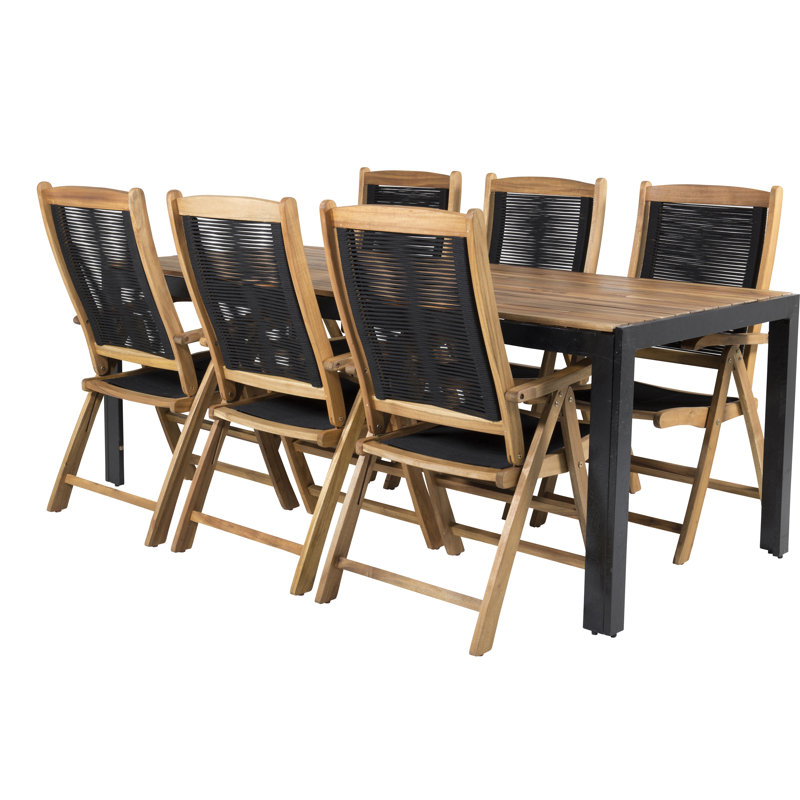 Stian 6 - Person Acacia Patio Dining Set with Rectangular Table