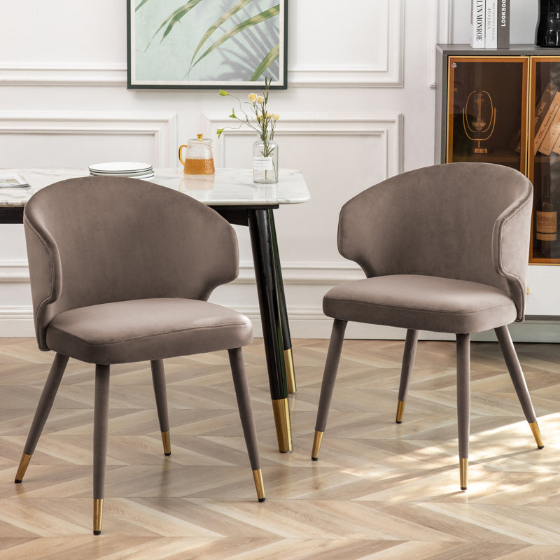 Chaise de salle à manger rembourrée Sumiko, Gris foncé