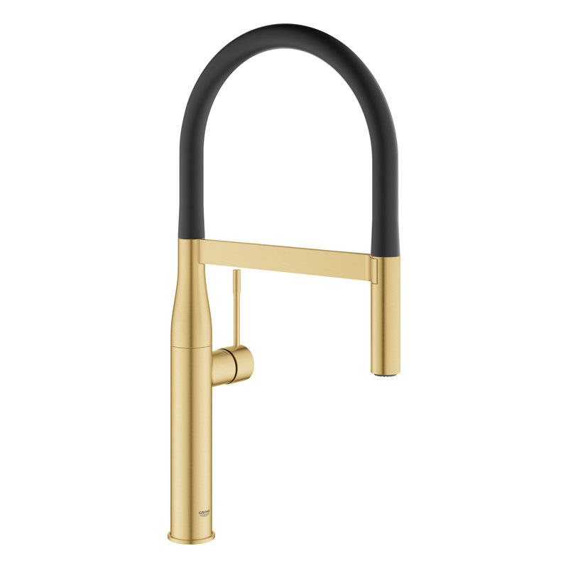 Robinet de cuisine à poignée simple Essence New avec SilkMove® et avec accessoires, Lever de soleil froid brossé
