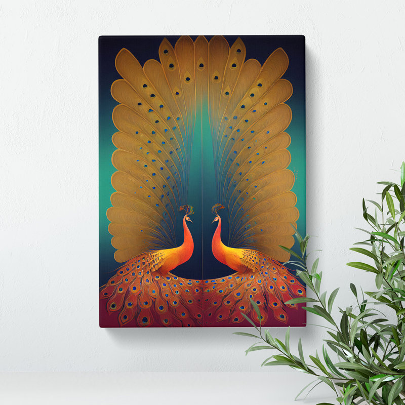 Striking Peacock Art No.1 - Wrapped Canvas, 50cm H x 35cm W x 3cm D