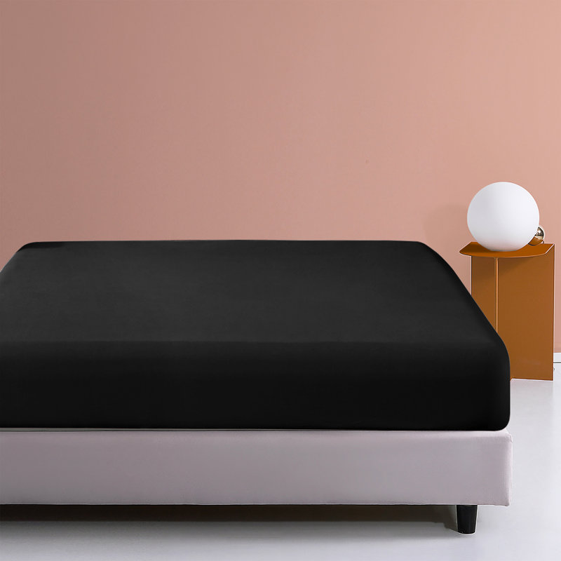 Fitted Bed Sheet Only, 1800 Brushed Microfiber Deep Pocket Fitted Sheet - NTBAY, Queen Fitted Sheet, Black
