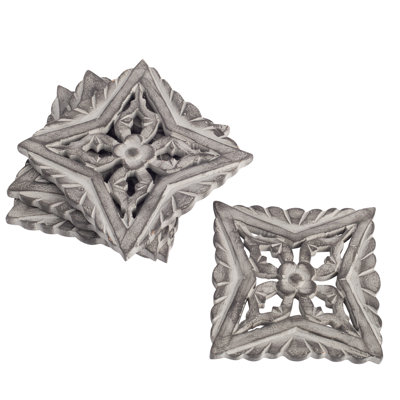 Wood Square 4 Piece Coaster Set