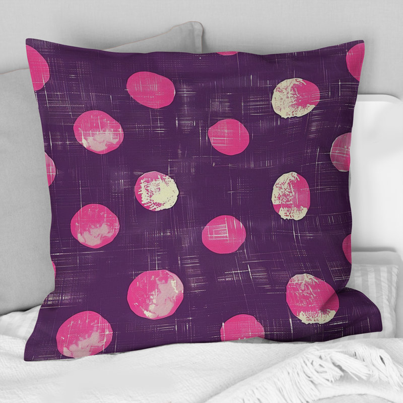 Coussin Magenta Glam Poka Dots II - Glam, H 18 po x H 18 po
