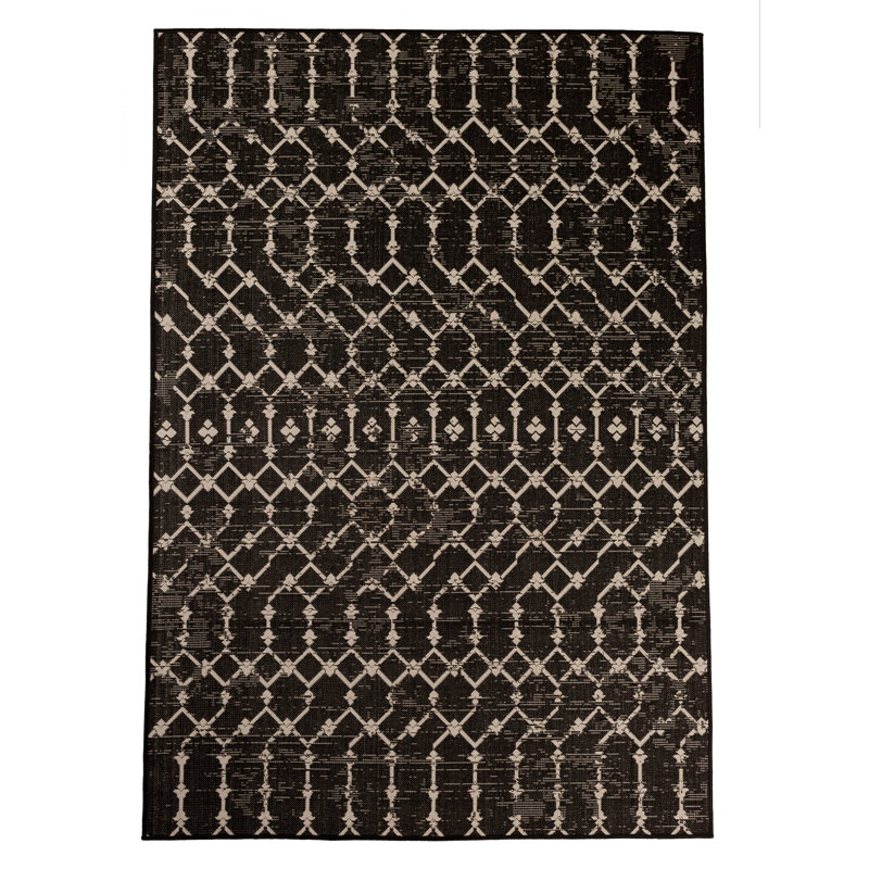Premium Polypropylene Geometric Pattern Outdoor Rug, Rectangle 5'3" x 7'6"